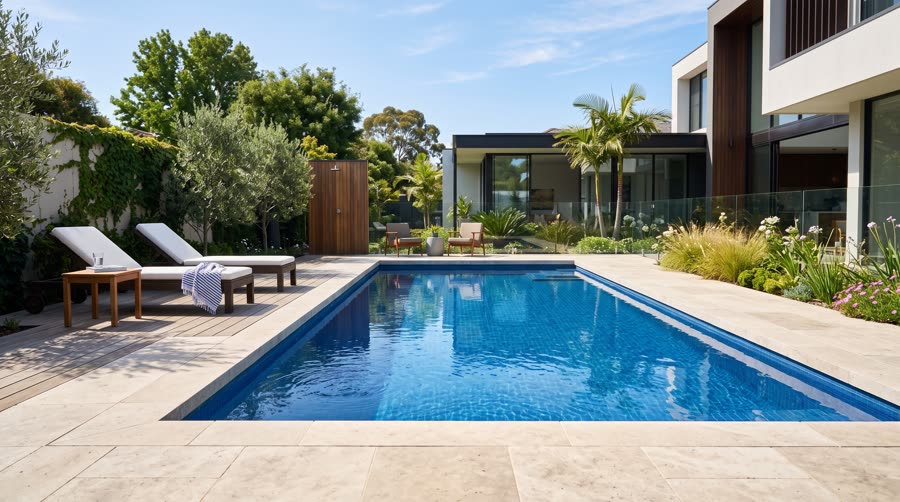 Piscina renovada con un acabado brillante y uniforme
